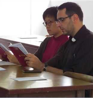 Fr. Donato Contuzzi, missionary from the Fraternity of St. Charles in Taiwan, with Xue Ning