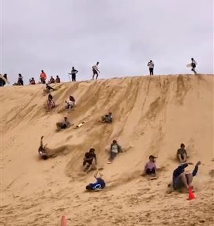 Sandboarding at Birubi Beach, Port Stephens (Photo B. O'Donnell)