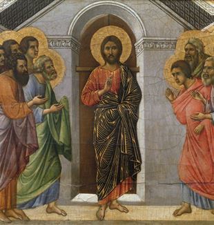 The image from the Easter poster 2024. Duccio di Buoninsegna (1260 ca.-1318), Maestà, cymantium: "The Appearance of Christ behind closed doors". Museo dell’Opera Metropolitana, Siena, Italy Photo: Opera Metropolitana Siena/Scala, Florence