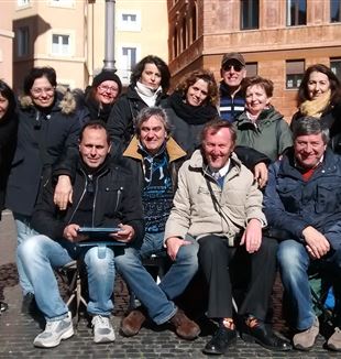  John Kinder with his oldest friends from Piazzale Corvetto (Milan), in Rome in 2015, to see Pope Francis.