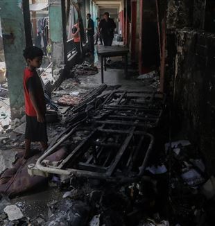The Fahmi Al-Jarjawi School, in Gaza City, destroyed by shelling (©Ansa-Abaca/Photo by Rizek Abdeljawad/Xinhua)